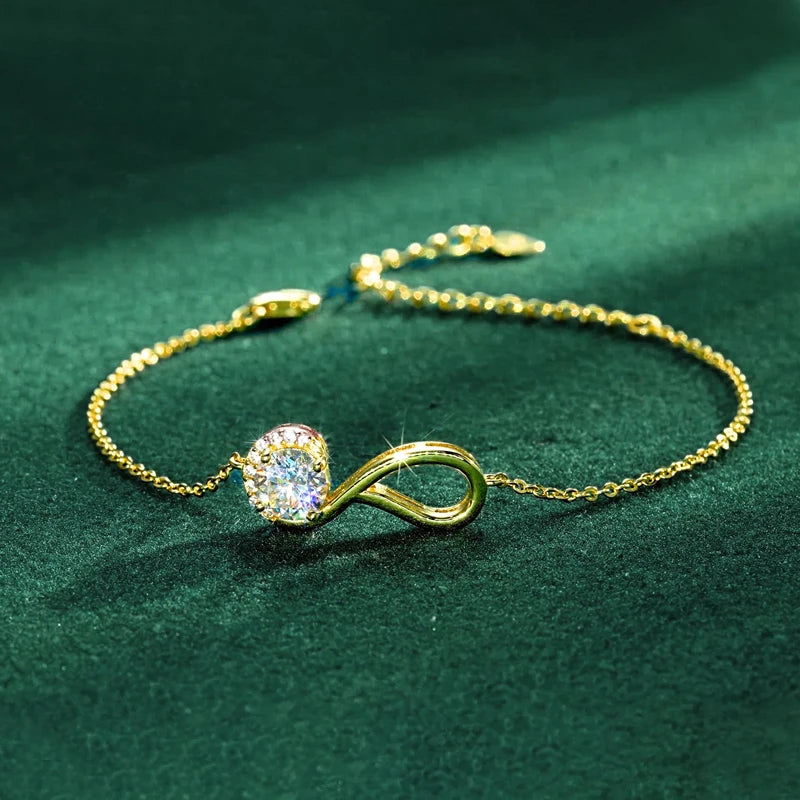 Anziw S925 0.8mm Moissanite Bracelet 24cm Stretch Adjustable Chain 925 Silver Circle Bracelet for Women Trendy Hand Jewelry Gift