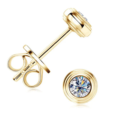 Anziw 3mm D Color Bezel Moissanite Stud Earrings 925 Sterling Silver Earrings Mini Needle for Couple Women Men Valentine's Gift