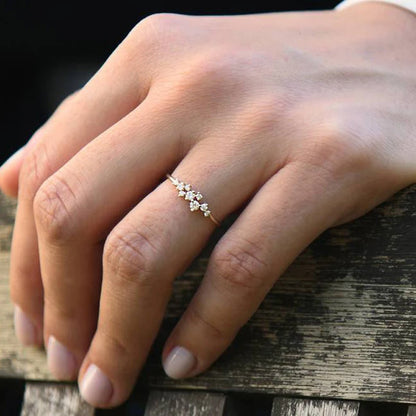 Anziw Real 925 Sterling Silver Moissanite Engagement Ring for Women Dainty Thin Finger Rings Gold Color Jewelry Accessories Gift