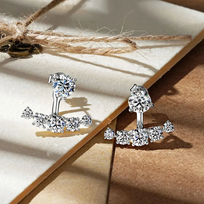 Anziw Trendy Dual Use Earrings Jackets 925 Sterling Silver D Color Moissanite Ear Jacket Studs for Women Jewelry Valentine Gifts