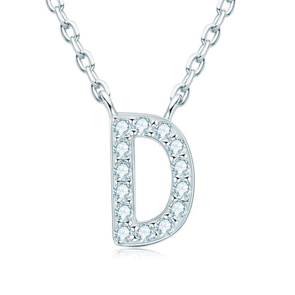 Anziw Initial Moissanite 26 Letter Pendant Necklace for Women Men Real Silver 925 Name Pendant Fine Jewelry Valentine's Day Gift