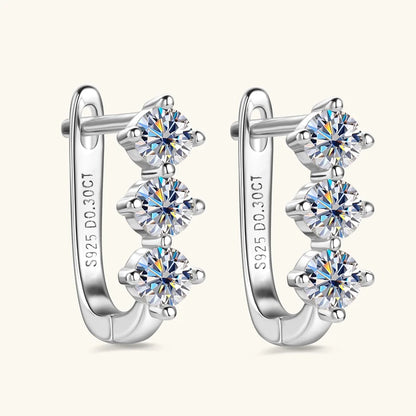 Anziw Luxury 1.7cttw Moissanite Diamond Jewelry Sets 925 Sterling Silver Necklace Hoop Earrings for Women Wedding Party Jewelry