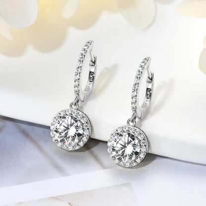 Anziw 3.0CT D Moissanite Pendant Hoop Earrings 925 Sterling Silver Drop Earring 2.0ct 1 carat Sparkling Jewelry For Women Dangle