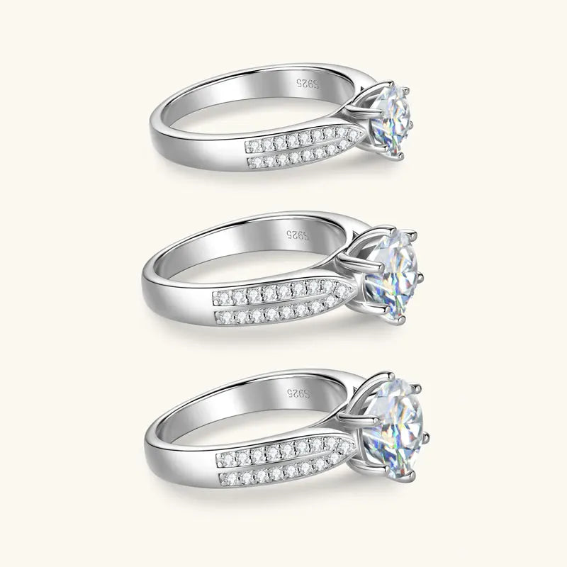 Anziw 1ct 2ct 3ct D Moissanite Ring for Women 925 Sliver 18k Gold Plated Classic Engagement Wedding Promise Rings Finger Jewelry