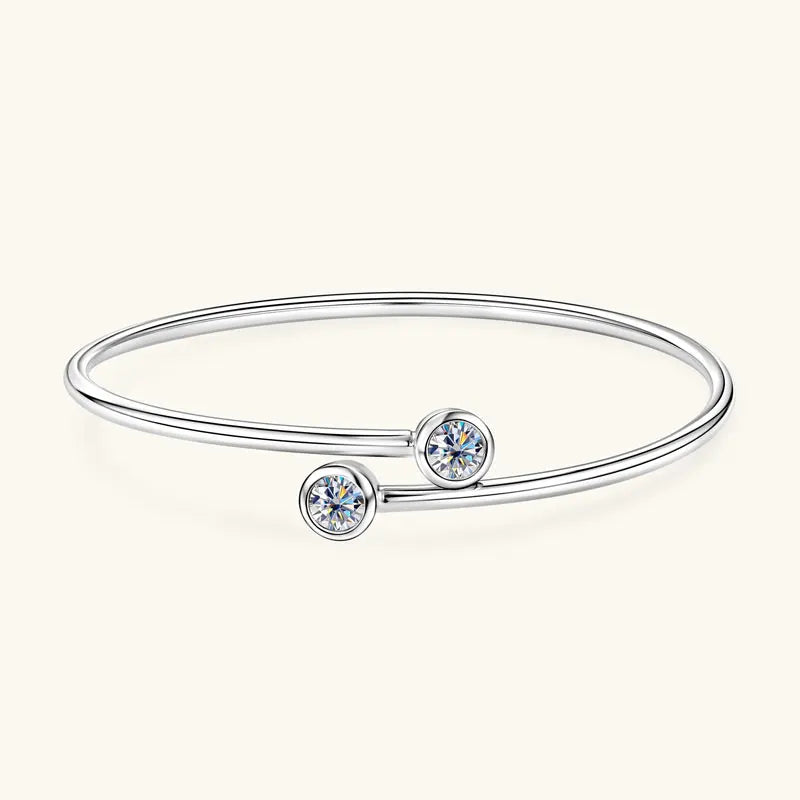 Anziw 0.5CT 5mm D Moissanite Opening Bangle Cuff for Women 925 Sterling Silver Bracelet Cuffs Bezel Lab Diamon 2025 New Jewelry
