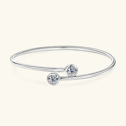 Anziw 0.5CT 5mm D Moissanite Opening Bangle Cuff for Women 925 Sterling Silver Bracelet Cuffs Bezel Lab Diamon 2025 New Jewelry
