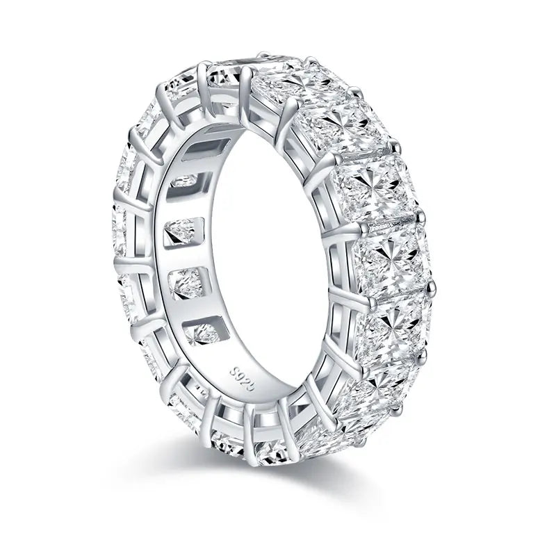 ANZIW 925 Sterling Silver Full Eternity Ring 6x4mm Radiant Cut 5A Zircon Band for Women Simulated Diamond Luxury Party Jewelry