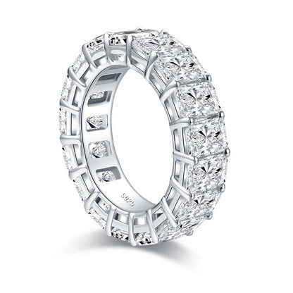ANZIW 925 Sterling Silver Full Eternity Ring 6x4mm Radiant Cut 5A Zircon Band for Women Simulated Diamond Luxury Party Jewelry