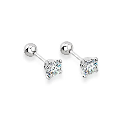 Real 925 Sterling Silver 0.3CT 0.5CT 1.0CT D Color Moissanite 4 Claw Stud Earrings Screw Back Daily Wear Hypoallergenic Jewelry