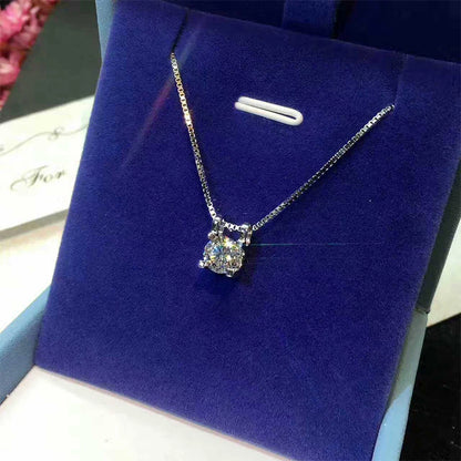Original 925 Silver Certified 0.5CT D Color Moissanite Jewelry Set Solitaire Pendant Necklace Stud Earrings for Women Gifts S925