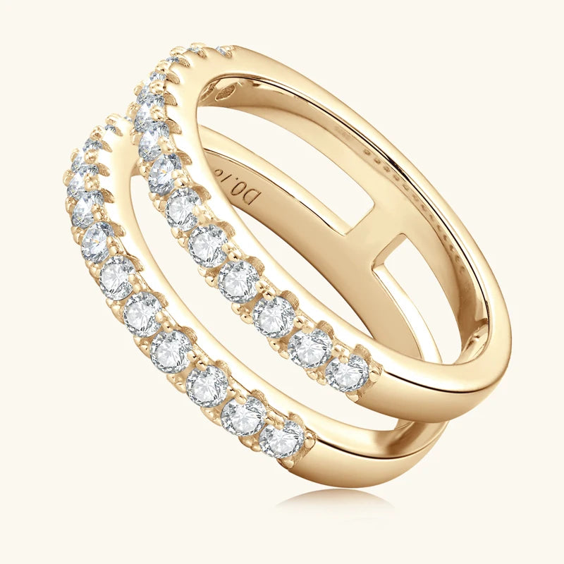 Anziw Luxury Full Moissanite Bands Double Row Wedding Rings Real 925 Sterling Silver Ring Enhancer For Women Jewelry Certificate