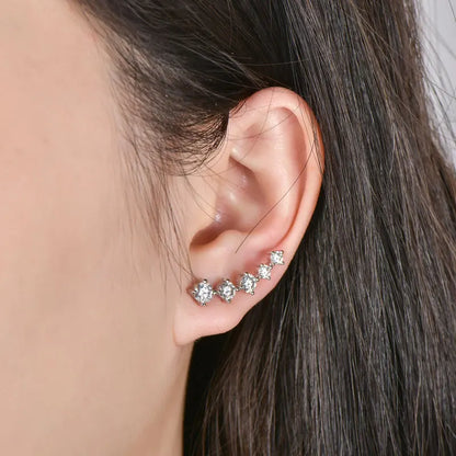 Anziw Real D Color 2.4CTTW. 4.5mm&4mm&3mm Moissanite Diamond Earrings Sparkling Smile Stud Earrings for Women Jewelry Party Gift