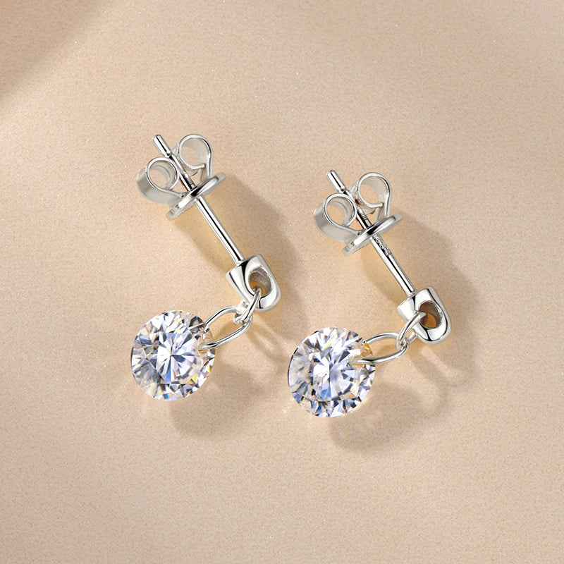 Anziw 925 Sterling Silver 6.5mm 2.0CTTW Moissanite Lab Diamond Drop Dangle Stud Earring for Women Wedding Jewelry Gifts 2026 New