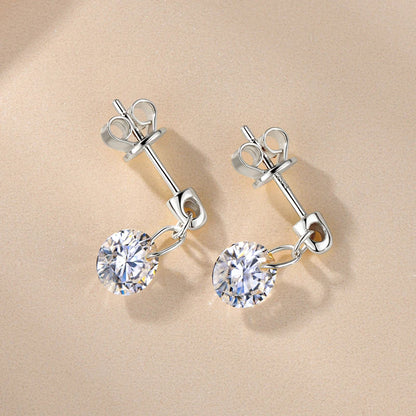 Anziw 925 Sterling Silver 6.5mm 2.0CTTW Moissanite Lab Diamond Drop Dangle Stud Earring for Women Wedding Jewelry Gifts 2026 New