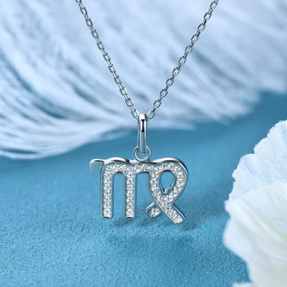 925 Sterling Silver Zodiac Sign 12 Constellation Pendant Micro-Set 1mm Moissanite Necklace Charm For Women Jewelry Birthday Gift