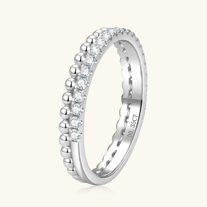 Anziw 1.5mm D Moissanite Half Eternity Ring 925 Sliver Double Hoops Rings Finger Bands for Women Trendy Jewelry Valentine's Gift