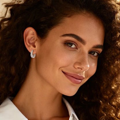 Anziw Original 925 Silver Sterling Hoops Luxury Earrings Jewelry 1.5CTTW.  D Round Moissanite Earrings for Women Wedding Party