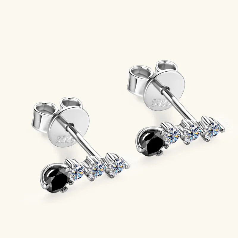 Anziw 0.38CTTW. Black &White Moissanite Drop Stud Earrings for Women Real 925 Silver Anti-allergy Fine Jewelry Gifts 2025 New