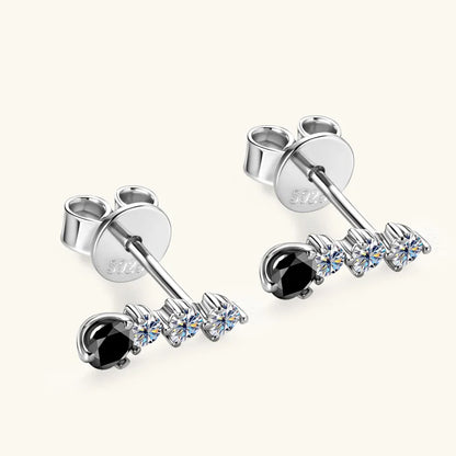 Anziw 0.38CTTW. Black &White Moissanite Drop Stud Earrings for Women Real 925 Silver Anti-allergy Fine Jewelry Gifts 2025 New