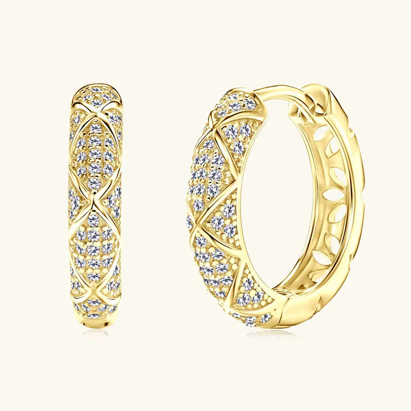 Anziw 2025 New Pave D Moissanite Hoop Huggies Earrings 925 Silver for Women S925 Trendy Fine Jewelry Certified lab Diamond Gift