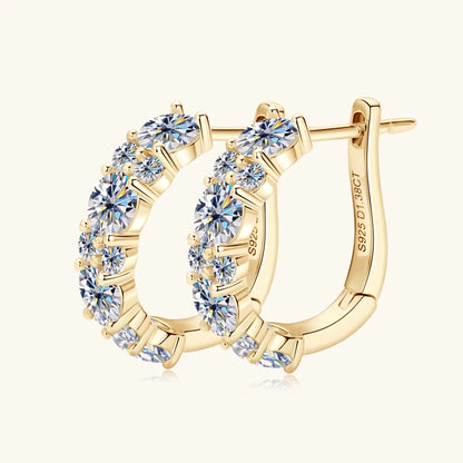 Anziw 2.76CTTW. Moissanite Earrings Luxury 925 Sterling Silver Hoop Stud Earrings for Women Wedding Party 2024 New Jewelry Gifts