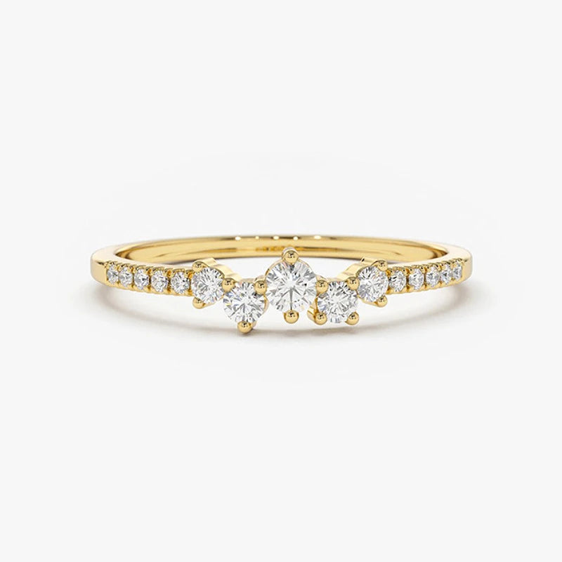 Anziw Delicate Moissanite Ring Real 925 Silver for Women Dainty Thin Finger Ring Wedding Engagement Jewelry Fashion Accessories