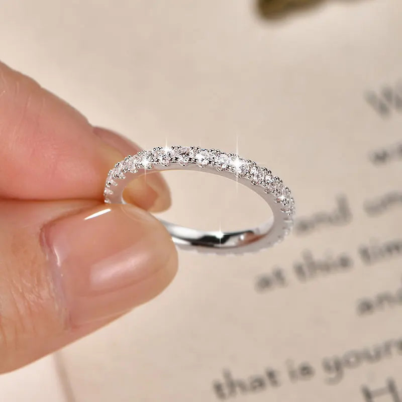 Anziw 2mm D Color Full Moissanite Ring for Women Sparkling Wedding Eternity Band 14k Gold Filled Wedding Engagement Ring Jewelry