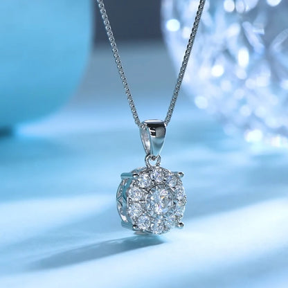 Anziw 1CT Full Moissanite Pendant Necklace for Women 925 Silver Chain 6.5mm Lab Diamond Collar 2025 New Jewelry Gift Christmas's