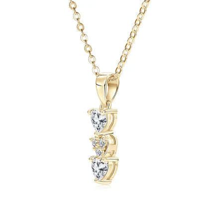 Anziw Triple Hearts Moissanite Pendant Necklaces for Women 925 Silver Chain Love Heart Collar 2025 New Jewelry Chritsmas's Gift