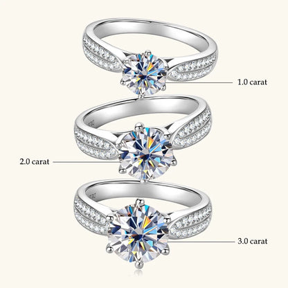 Anziw 1ct 2ct 3ct D Moissanite Ring for Women 925 Sliver 18k Gold Plated Classic Engagement Wedding Promise Rings Finger Jewelry