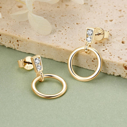 Anziw 925 Sterling Silver Circle Dangle Drop Earrings for Women Moissanite Stud Earrings Minimalist Wedding Party Jewelry 2024