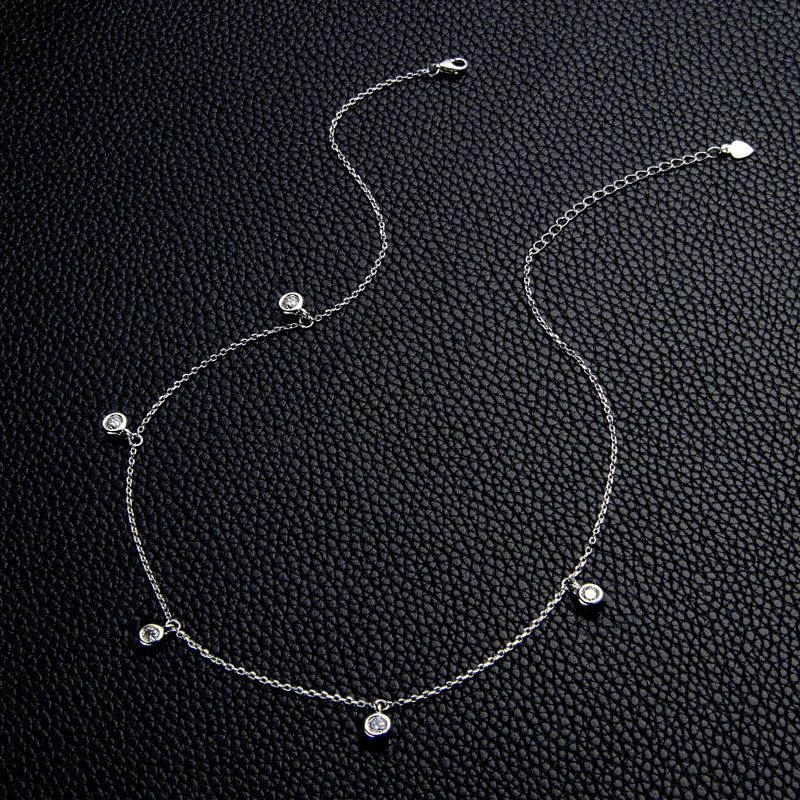 Anziw Luxury 2.5/4.0mm Moissanite Necklace for Women Original Silver 925 Chain Choker Fine Jewelry with Certificate 18''