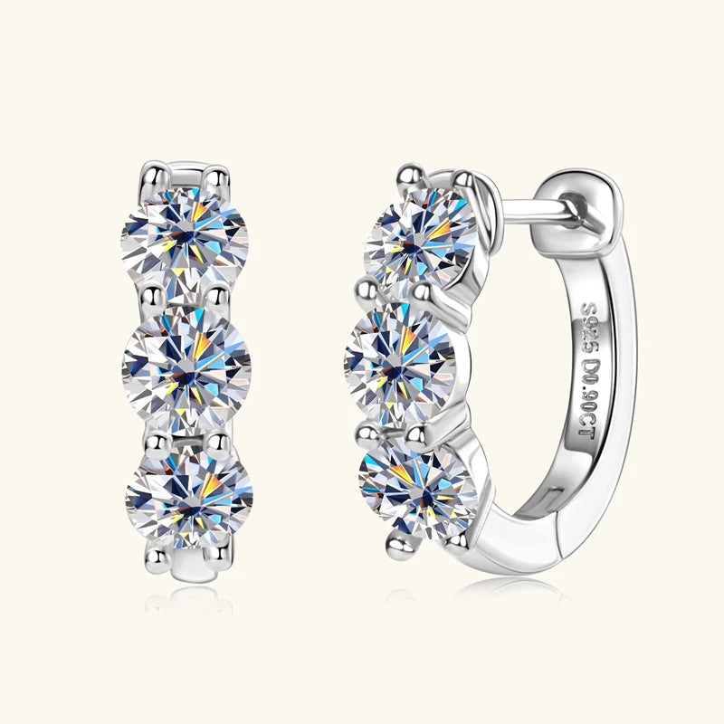 Anziw 14k Gold Plated Hoop Earrings for Women 3.5mm D Color 925 Sterling Silver Moissanite Diamond Huggie Earring Girls Jewelry