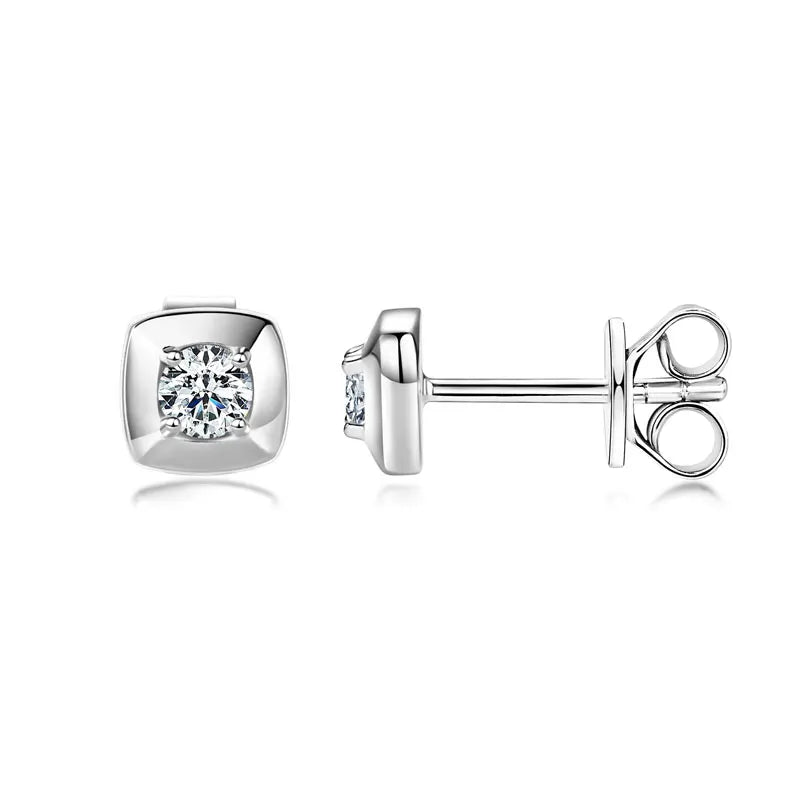 Anziw 3mm 0.1ct D Moissanite Earrings 925 Sterling Silver Square Stud Earrings for Women Men Couples Fine Jewelry 2025 New Gifts
