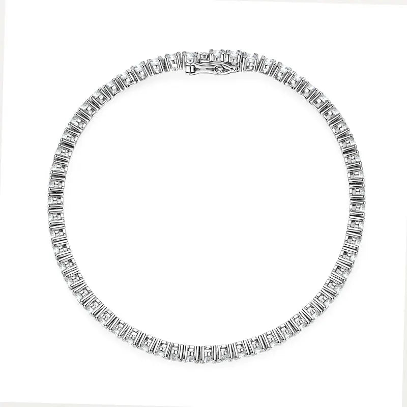 Anziw 925 Sterling Silver Plated 14K Gold Tennis Bracelet 3mm 5mm D VVS1 Round Moissanite Bracelets for Women Men Couples Gifts