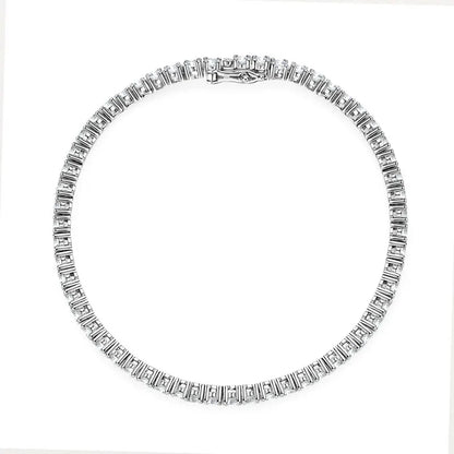 Anziw 925 Sterling Silver Plated 14K Gold Tennis Bracelet 3mm 5mm D VVS1 Round Moissanite Bracelets for Women Men Couples Gifts