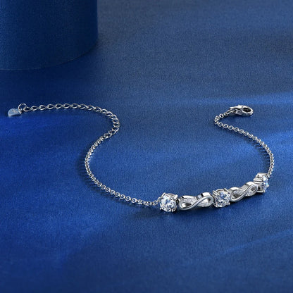 18k Gold Plated 5mm 1.5CTW Moissanite Infinity Bracelet 925 Silver Chain Bracelet for Women Anniversary Wedding Jewelry 2024 New