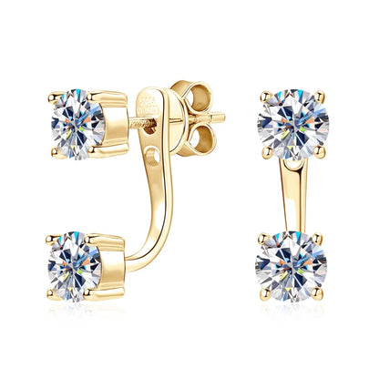 New Stud Earrings 5mm D Color Moissanite Drop for Women Real 925 Silver Piercing Jewelry Certificate Front and Back Dual Purpose
