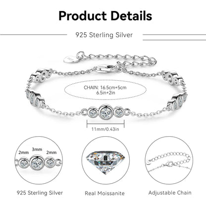 Anizw 2024 New 18k Gold Plated Bracelet 925 Silver Chain 2mm D Color Bezel Moissanite Bracelets Fashion Women's Jewelry Gifts