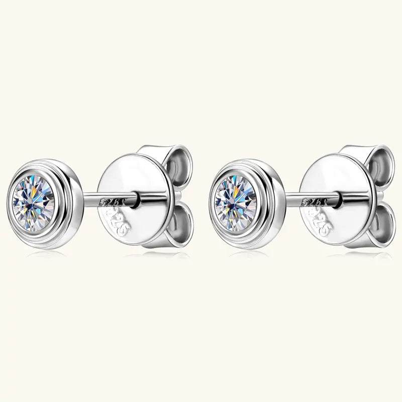 Anziw 3mm D Color Bezel Moissanite Stud Earrings 925 Sterling Silver Earrings Mini Needle for Couple Women Men Valentine's Gift