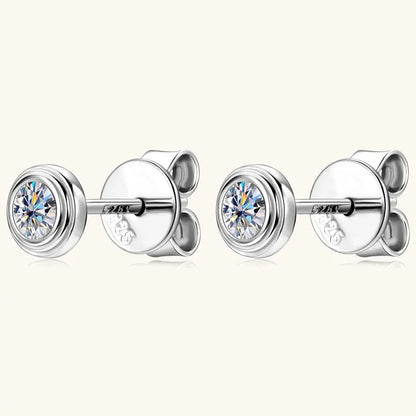 Anziw 3mm D Color Bezel Moissanite Stud Earrings 925 Sterling Silver Earrings Mini Needle for Couple Women Men Valentine's Gift