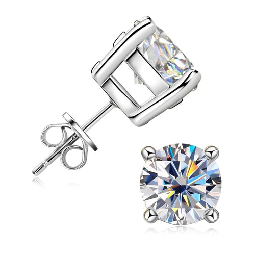Real 4mm/5mm/6.5mm/8mm D Color Moissanite Stud Earrings for Women Men Solid 925 Sterling Silver 2023 Trend Fine Jewelry Gifts
