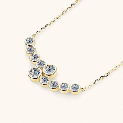 Anziw 4mm&3mm Bubble Moissanite Curved Pendant Necklace for Women 925 Silver Collar French Unique Jewelry 2025 Anniversary Gift