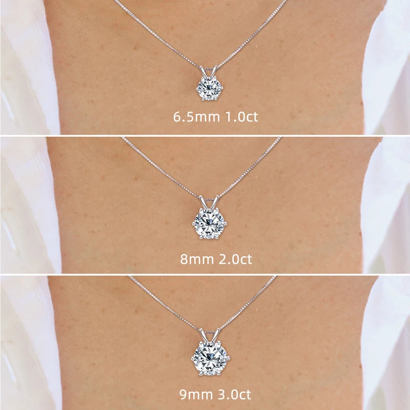 ANZIW Classic 2.0CT 3.0CT Moissanite Pendant Necklace for Women Sparking Diamond Necklaces 925 Silver Jewelry Engagement Gifts