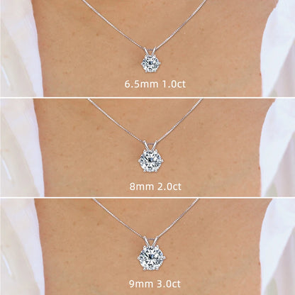 ANZIW Classic 2.0CT 3.0CT Moissanite Pendant Necklace for Women Sparking Diamond Necklaces 925 Silver Jewelry Engagement Gifts