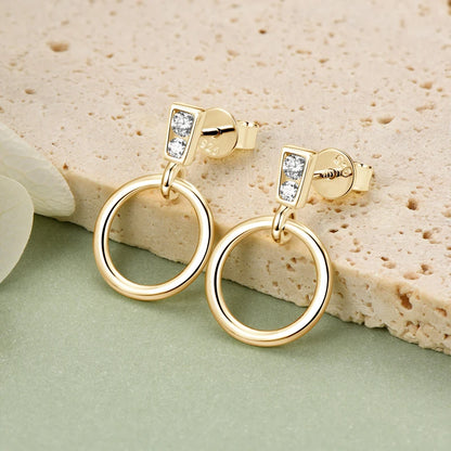 Anziw 925 Sterling Silver Circle Dangle Drop Earrings for Women Moissanite Stud Earrings Minimalist Wedding Party Jewelry 2024