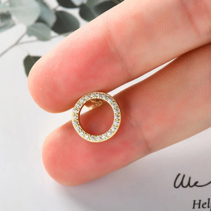 Minimalist 925 Sterling Silver Halo Circle Earrings 1.3mm Round Moissanite Earrings Studs for Women Fine Jewelry 2024 New Trend