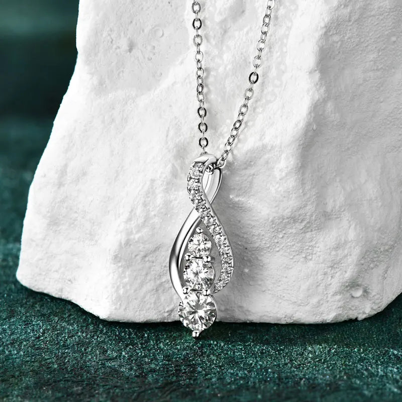 Anziw 7x10mm 2ct Pear Cut Moissanite Infinity Pendant Necklace for Women 925 Sterling Silver Adjustable Chain Fine Jewelry Gift