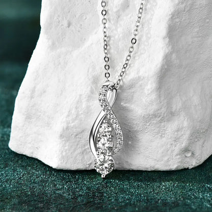 Anziw 7x10mm 2ct Pear Cut Moissanite Infinity Pendant Necklace for Women 925 Sterling Silver Adjustable Chain Fine Jewelry Gift