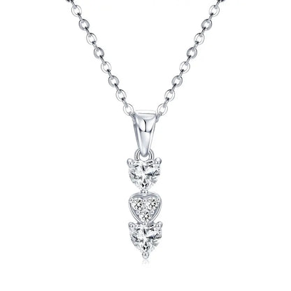 Anziw Triple Hearts Moissanite Pendant Necklaces for Women 925 Silver Chain Love Heart Collar 2025 New Jewelry Chritsmas's Gift